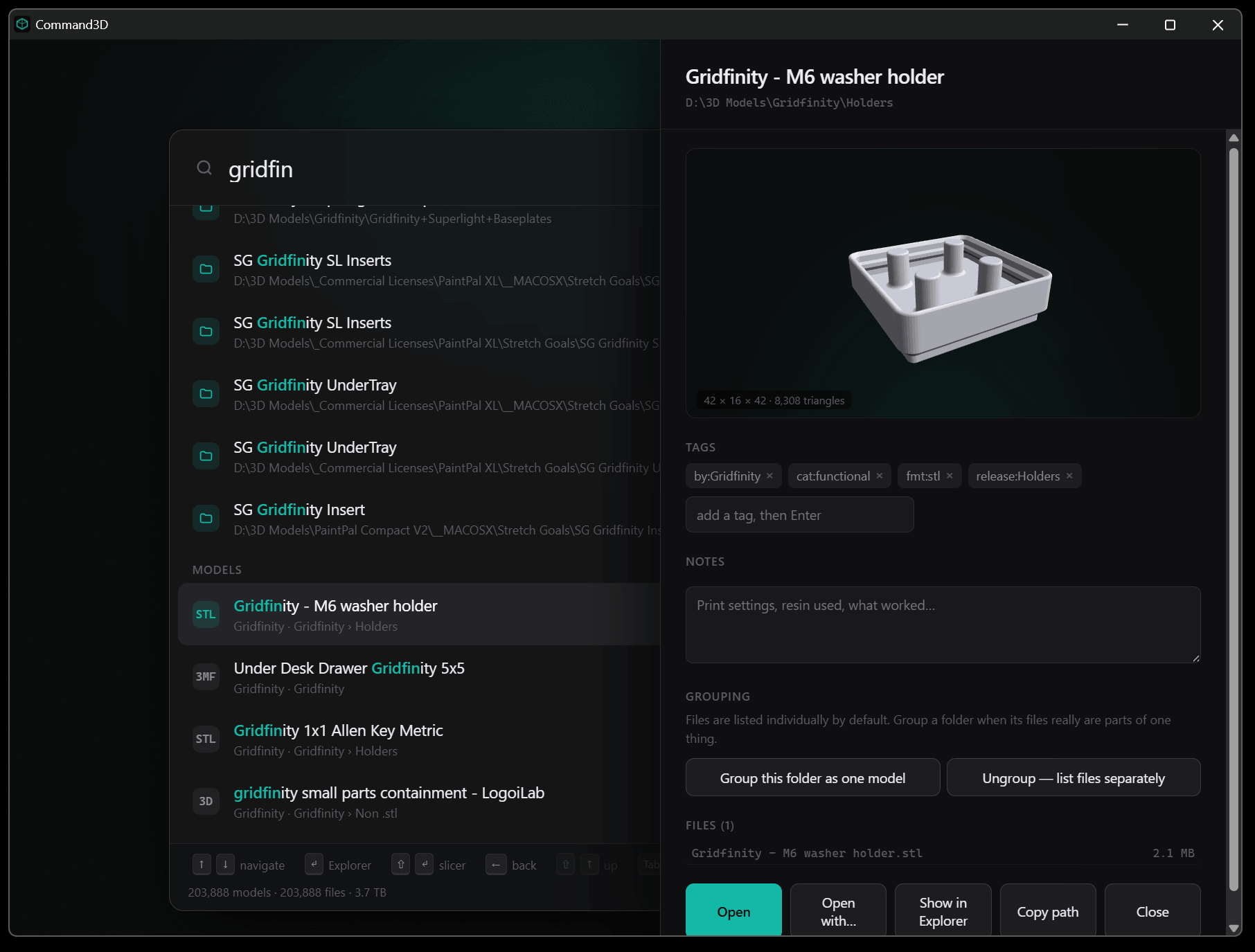 3D file preview panel